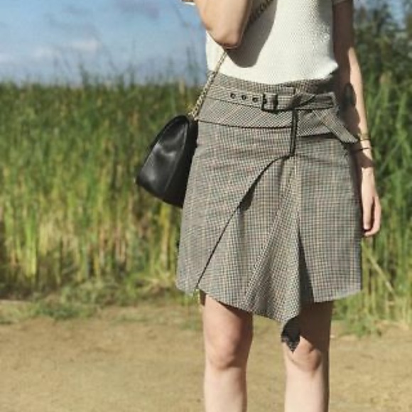 Zara Plaid Skirt with Belt - Picture 1 of 4